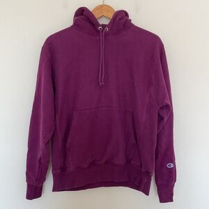 VTG 90s Y2K Champion Reverse Weave Hoodie Sweatshirt Mens M Purple Preppy Logo